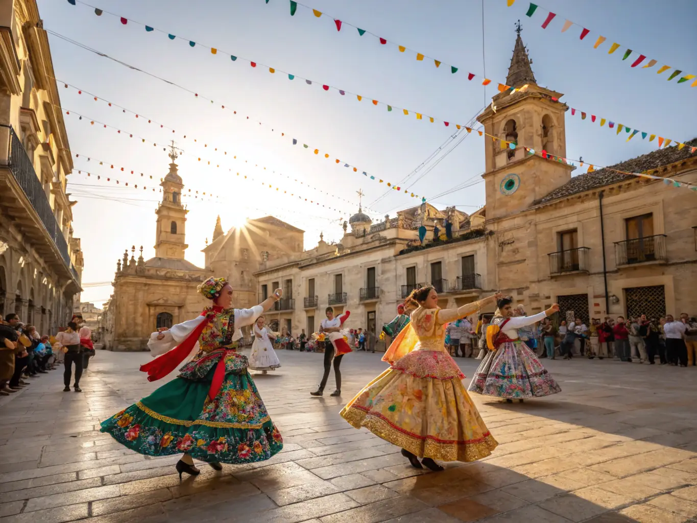 A vibrant scene from a local festival in Aquitaine, featuring traditional music, dance, and food, highlighting SAFATERAQ's support for cultural events.