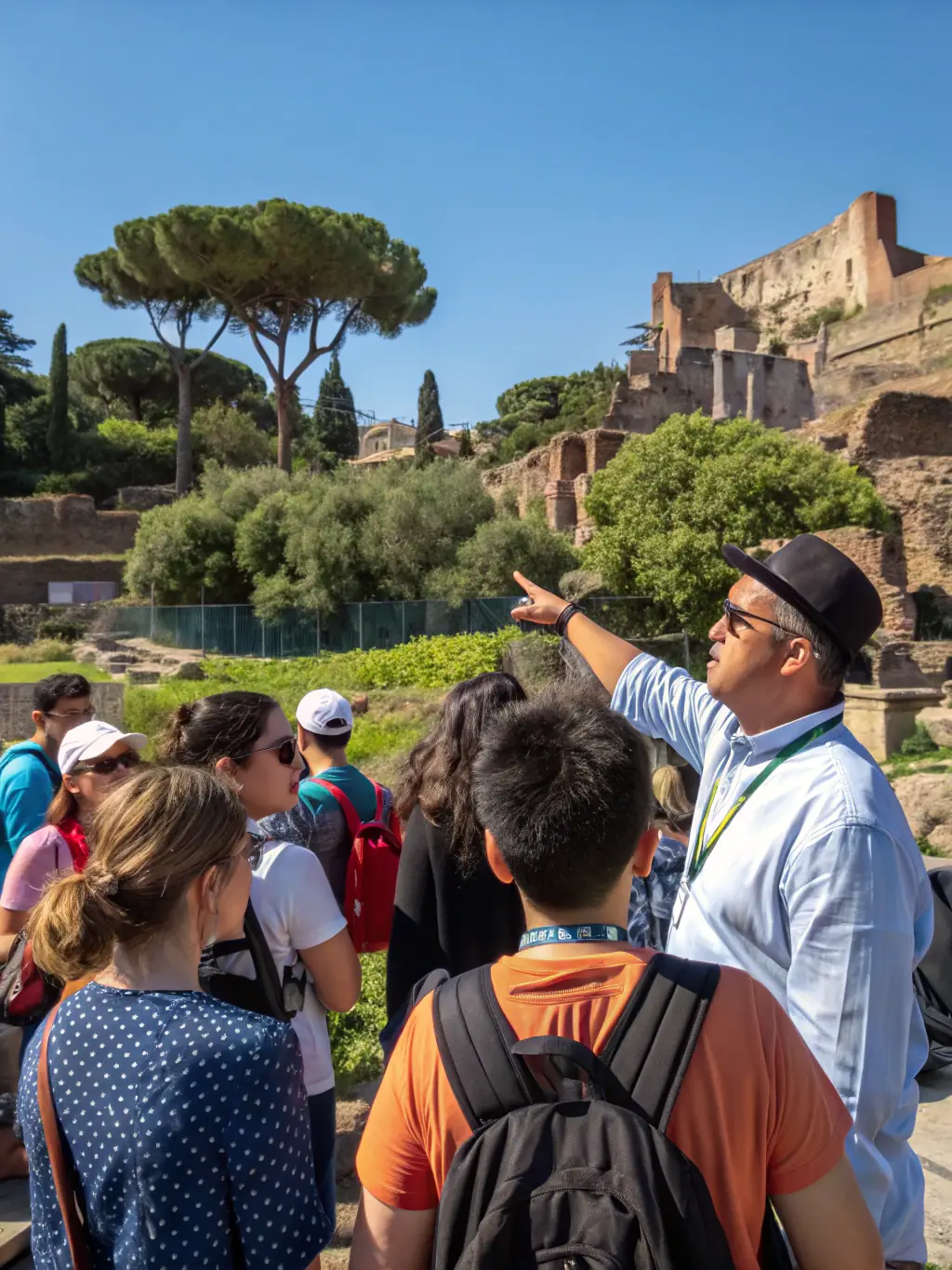 A photograph of a guided tour through a historical site in Aquitaine, with a knowledgeable guide explaining the significance of the location.